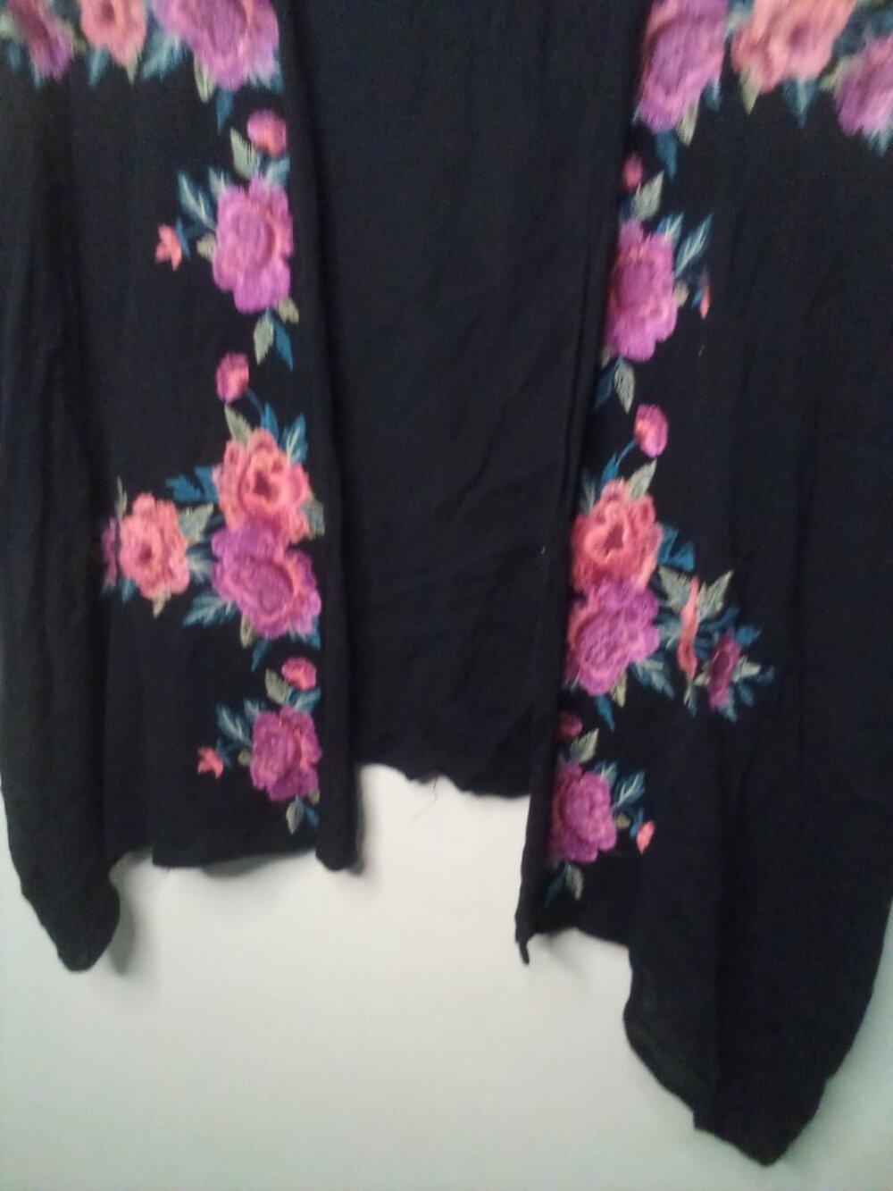 Yiayia Ponytail Lightweight Cardigan S M Open Front Embroidery Short Sleeve - Picture 5 of 15